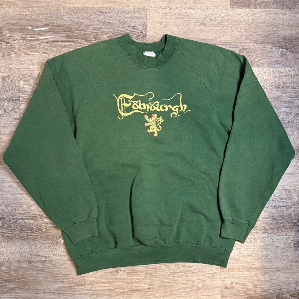 Vintage Screen Stars Edinburgh Scotland Sweatshirt Green Lion Embroidered Large